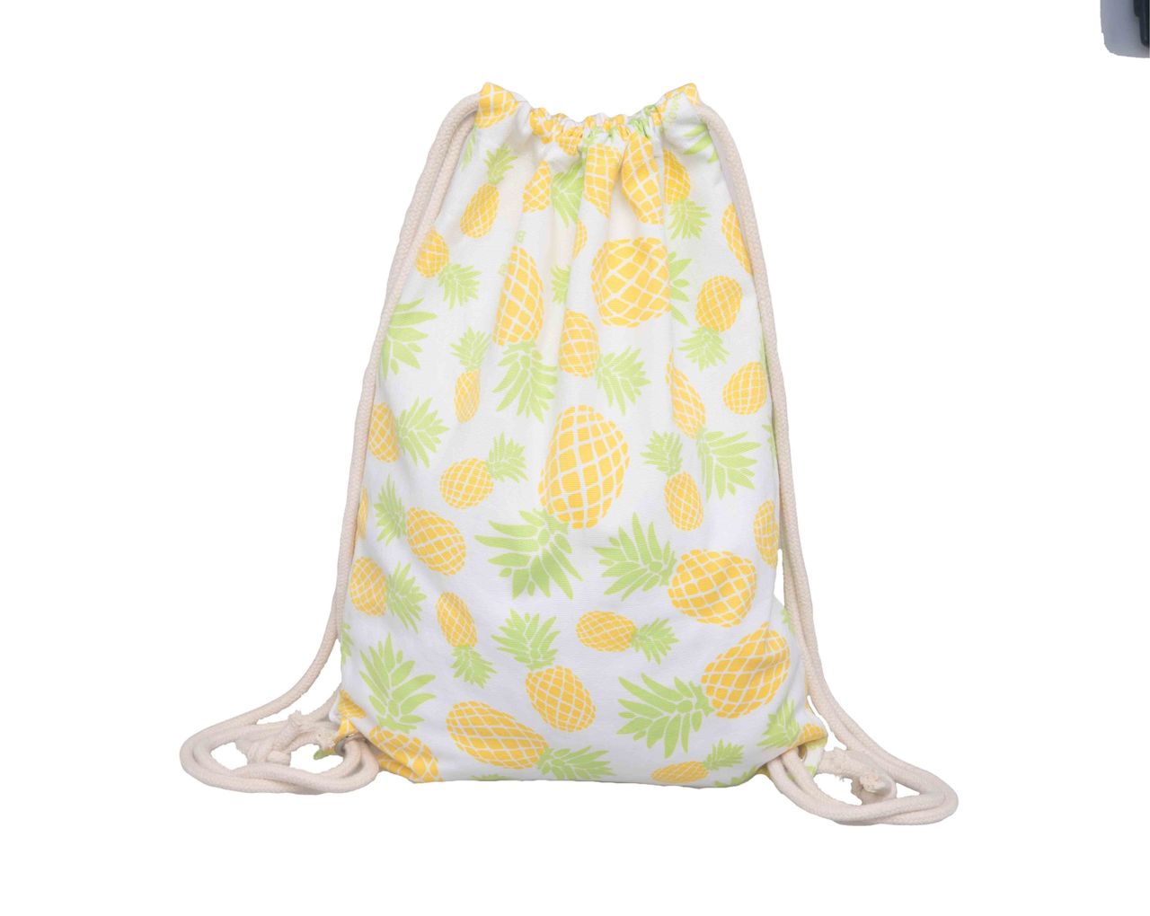 Drawstring bag with a pineapple print
